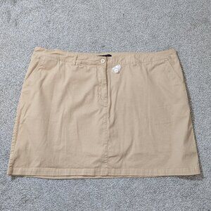 ELLOS Tan Zip Front Stretch Cotton High Rise Lined Mini Skort; Size 22